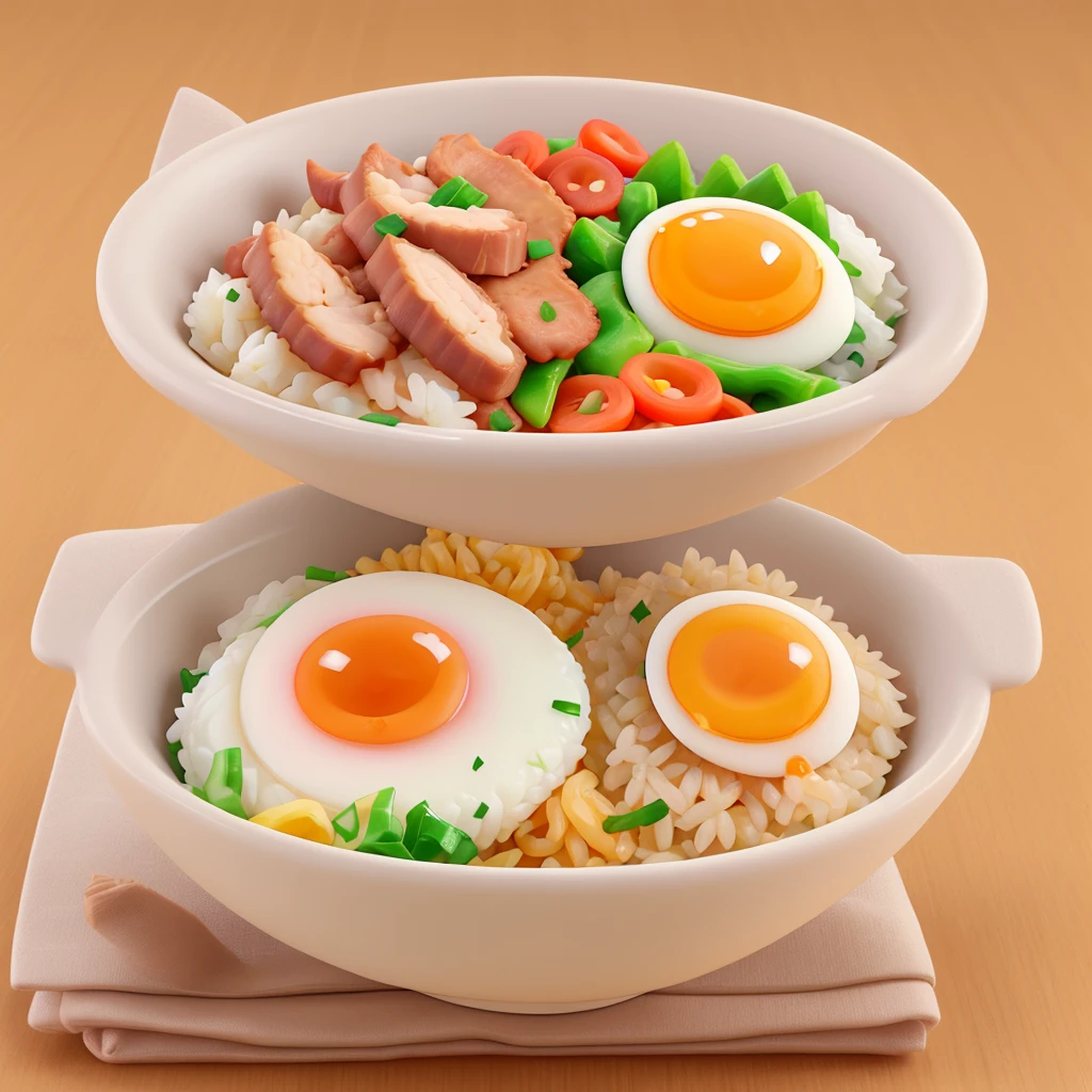 Egg and pork cutlet rice bowl　

