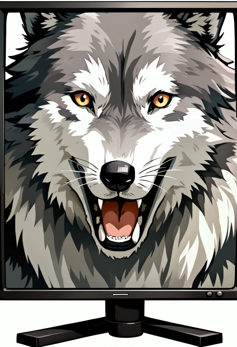 a wolf presenting news on television