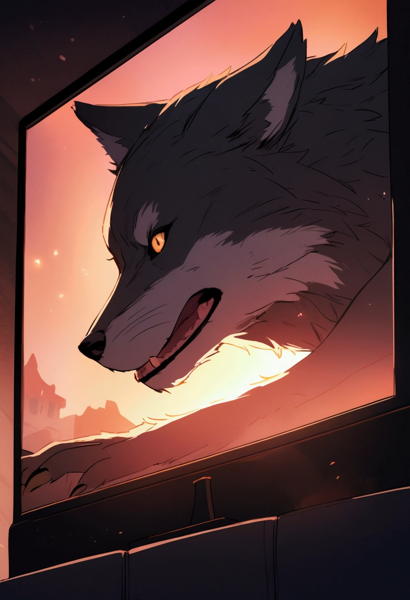 a wolf presenting news on television