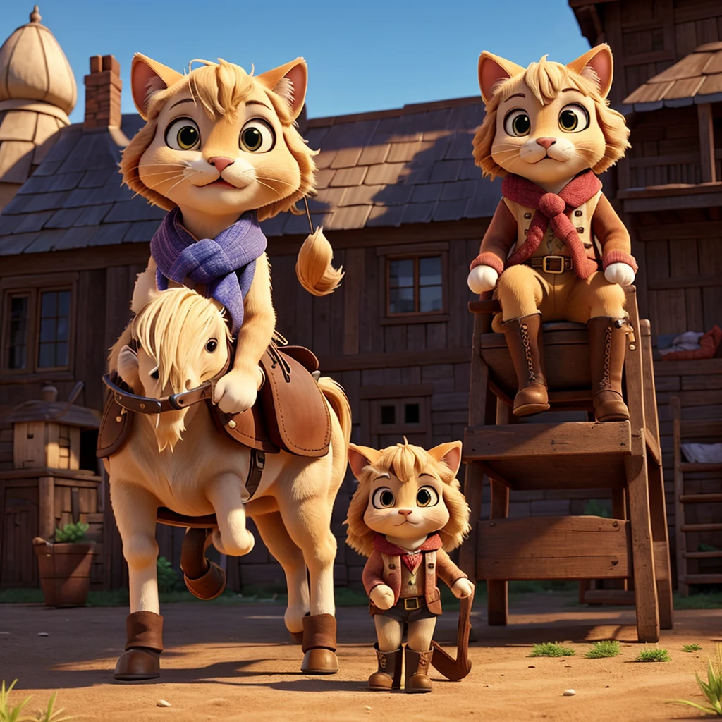 Puss in boots on a horse
