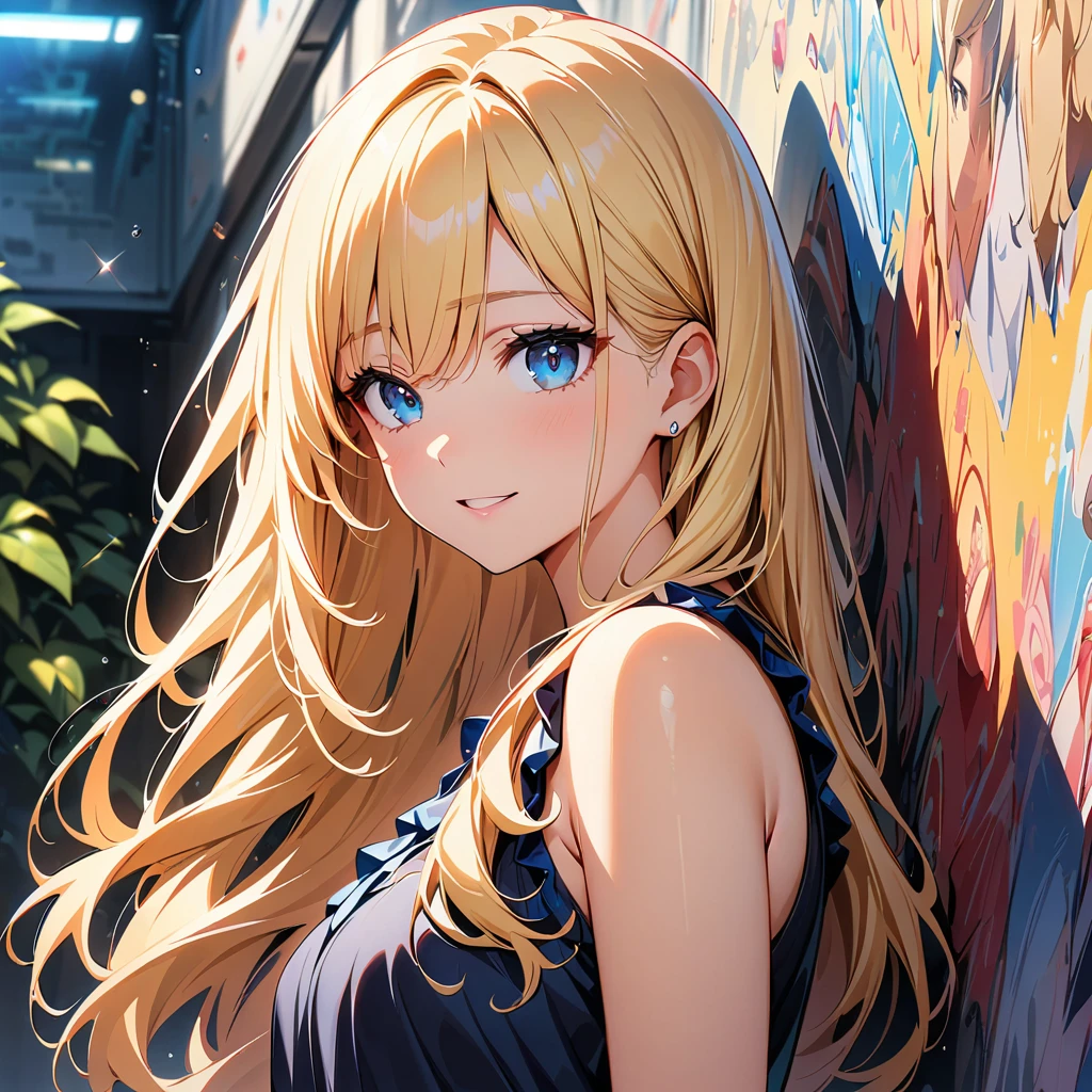 masterpiece, Highest quality, Super detailed, figure, Beautiful details, Depth of written boundary, Dynamic Angle, 8k wallpaper, Portraiture, Best light and shadow quality, 4K, 8k, CG, The finer details, Blurred Background, Upper Body, Contemporary, dress, blonde, Long Hair, Beautiful Eyes, Beautiful splashes,Broken Heart