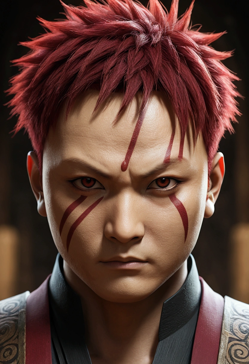 master part, best quality, ultra detali), Retrato do Gaara utra realista 4k --v 4