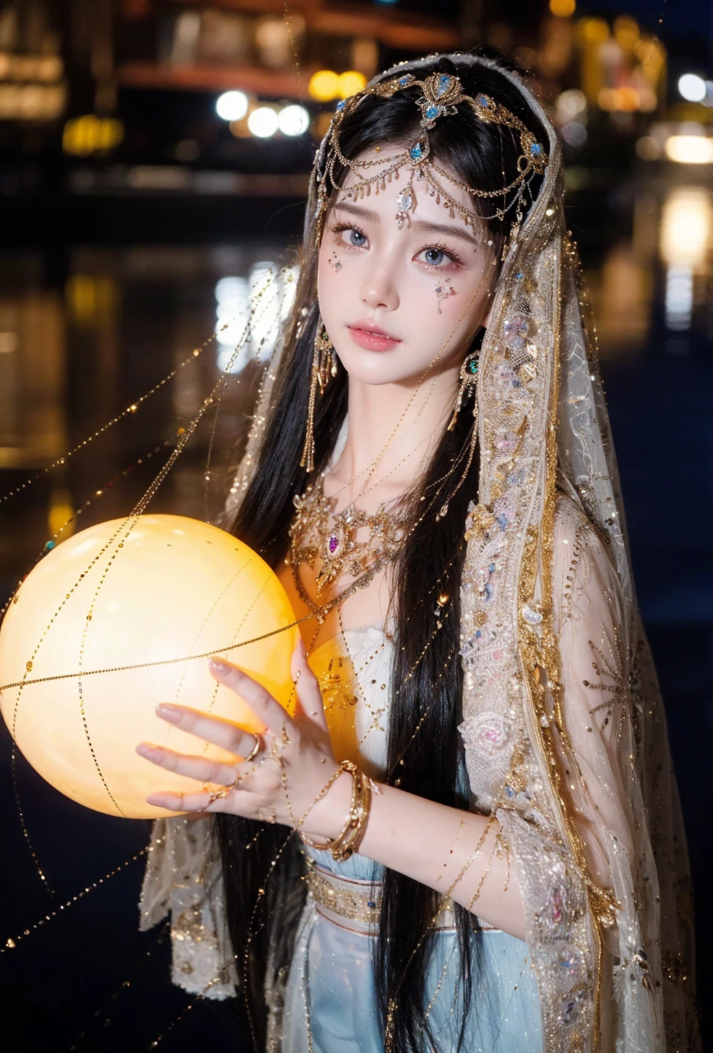 Game Art,CG Animation,Best image quality,Maximum resolution,8K picture quality,(A bust photo),(portrait),(Head close-up),(Rule of Thirds),Unreal Engine 5 rendering works,20 year old girl,((Queen)),The eyes are very detailed,(Large Breasts),Elegance and nobility,Ray Tracing,Game CG,((3D Unreal Engine)),OC rendering reflection mode,4K,Ultra-clear,Translucent lace,Fair and plump figure,Pretty Face,Glossy Gel Coat,身着华贵礼服的Queen,Gorgeous clothing,Luxurious and exquisite jewelry,Colorful makeup,Full figure,Dark red lipstick,精致Gorgeous clothing,Supermodel,Gold Jewelry,Luxurious clothing,Holding the moon in hand with fingers stretched out