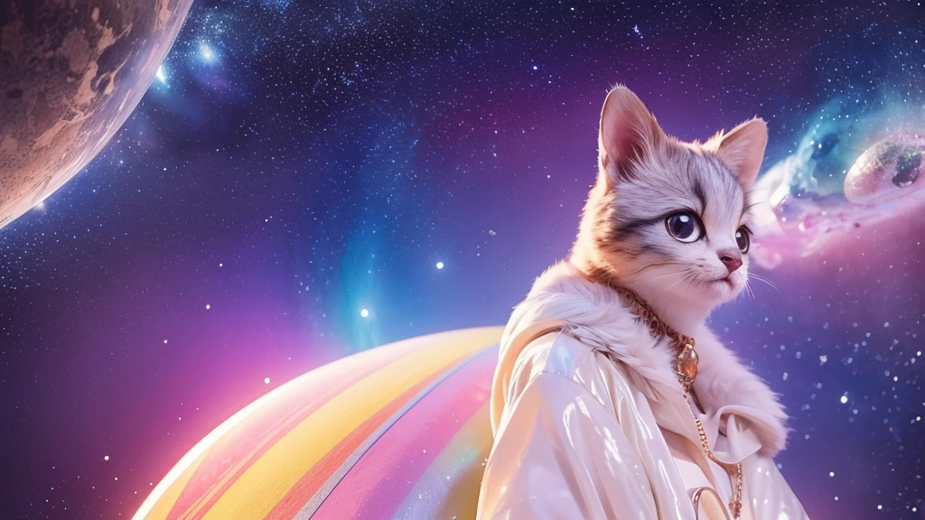 Portraiture (Strass) In space, Colors of the universe, Magnificent watercolor style, (Look to the side:1.1), Furry, (alone:1.1),