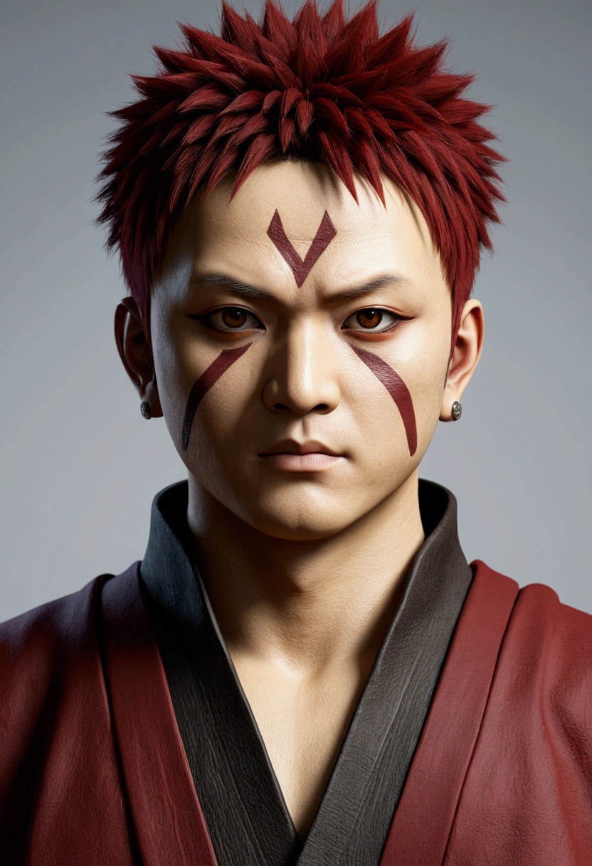 master part, best quality, ((full body view), (ultra detali), Retrato do Gaara utra realista 4k --v 4