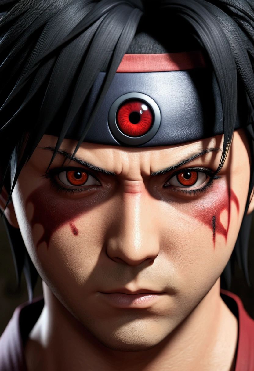 master part, best quality, ((sharingan eyes), ultra detali), Retrato full body do Sasuke Uchiha utra realista 4k --v 4