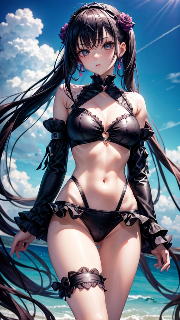 Group anime gothic girls in cyber swim suits