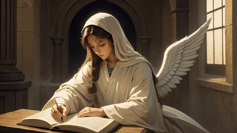 help me create an image of the angel Gabriel in prayer