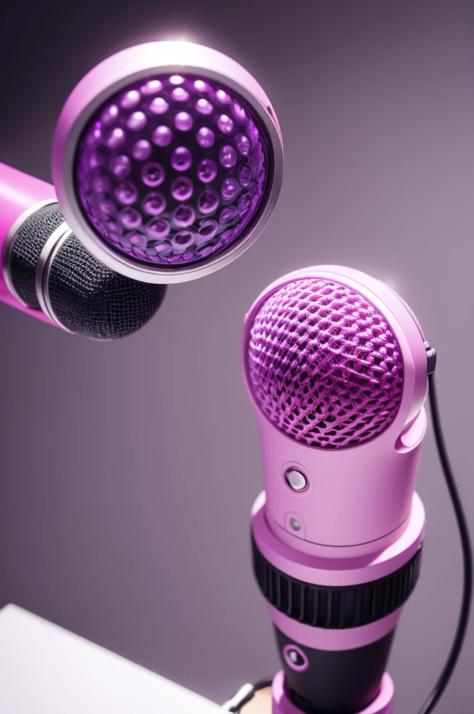 Create a beautiful microphone, in pink and purple
