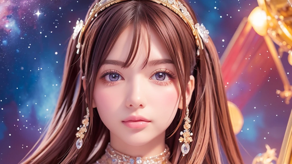 Portraiture (Strass) In space, Colors of the universe, Magnificent watercolor style, (Look to the side:1.1), Furry, (alone:1.1),