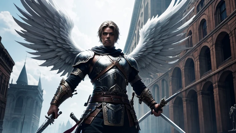 help me create an image of the warrior angel with the sword in his hand