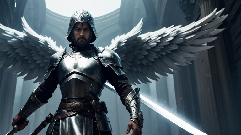 help me create an image of the warrior angel with the sword in his hand