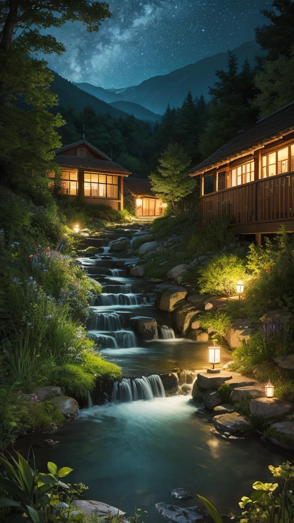 Night view、nature、relax、refresh、Illustration effect for posters and magazines, countryside