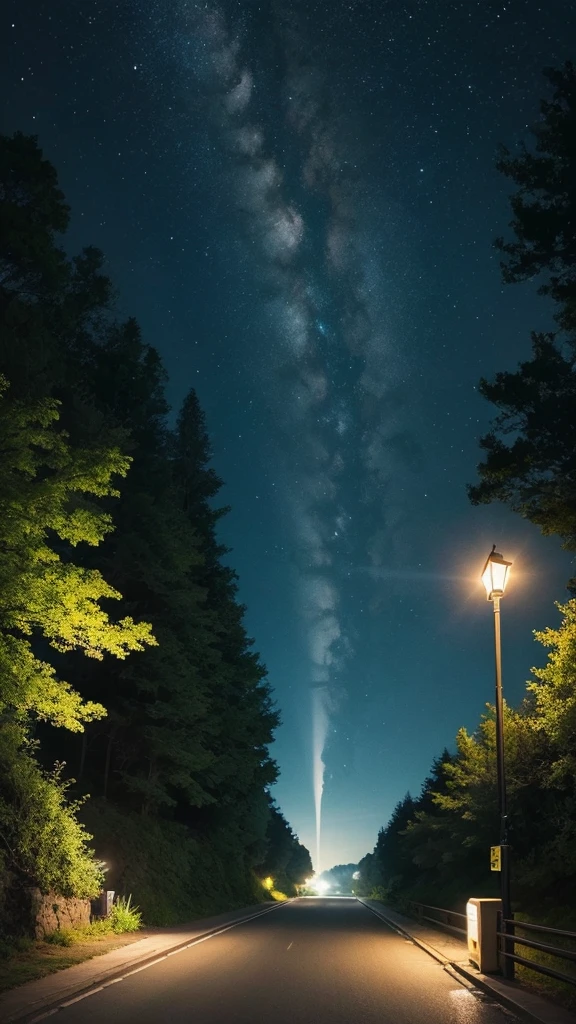 Night view、nature、relax、refresh、Illustration effect for posters and magazines, Country road