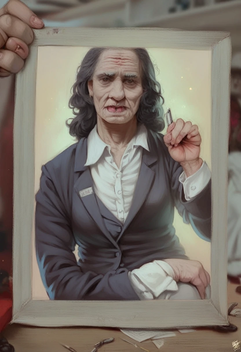 a slim, old woman teacher in a black dress, serious face, hair in her vagina, lifting her dress to expose herself to a student hiding in the classroom, manhwa style, (best quality,4k,8k,highres,masterpiece:1.2),ultra-detailed,(realistic,photorealistic,photo-realistic:1.37),HDR,UHD,studio lighting,ultra-fine painting,sharp focus,physically-based rendering,extreme detail description,professional,vivid colors,bokeh,horror,dark,moody