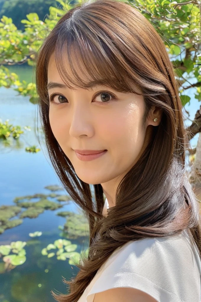 ((Highest quality)), ((masterpiece)), (detailed),Perfect Face,Japanese,landscape,Mature Woman,Upper Body