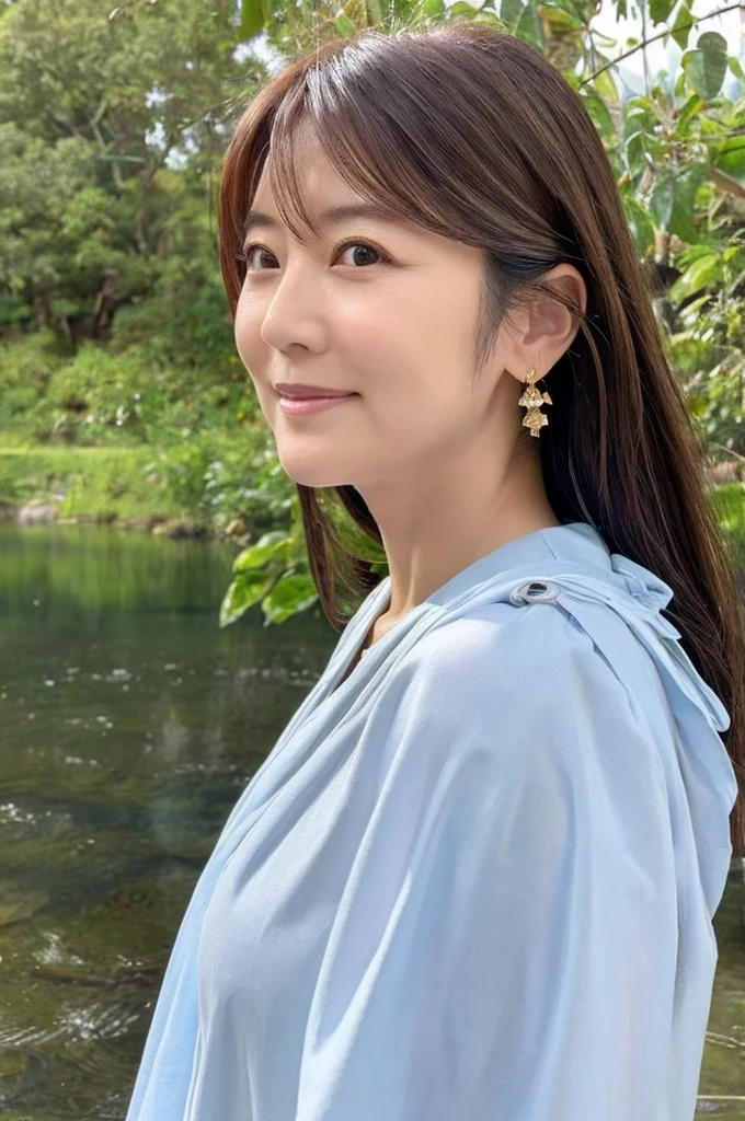 ((Highest quality)), ((masterpiece)), (detailed),Perfect Face,Japanese,landscape,Mature Woman,Upper Body