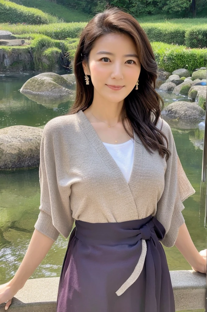 ((Highest quality)), ((masterpiece)), (detailed),Perfect Face,Japanese,landscape,Mature Woman,Upper Body