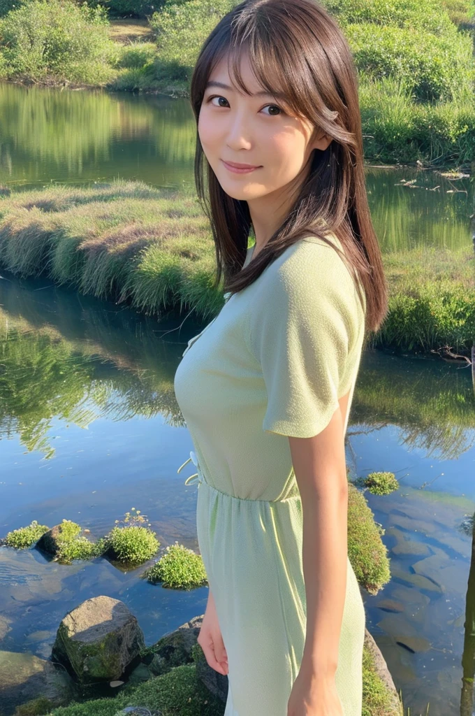 ((Highest quality)), ((masterpiece)), (detailed),Perfect Face,Japanese,landscape,Mature Woman,Upper Body