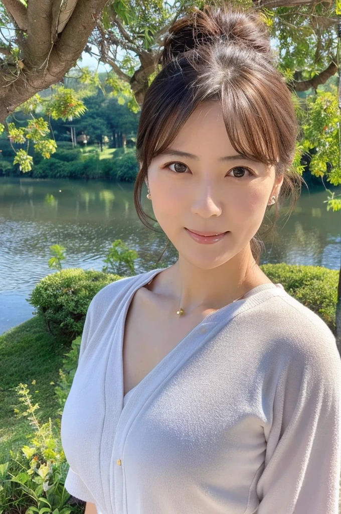 ((Highest quality)), ((masterpiece)), (detailed),Perfect Face,Japanese,landscape,Mature Woman,Upper Body