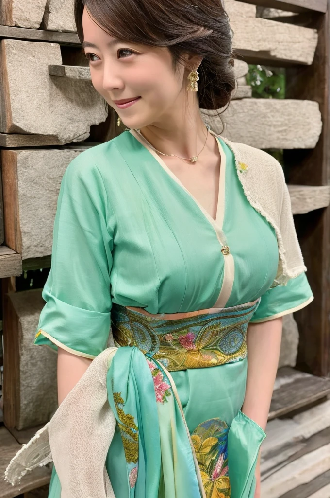 ((Highest quality)), ((masterpiece)), (detailed),Perfect Face,Japanese,landscape,Mature Woman,Upper Body