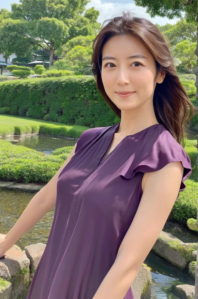 ((Highest quality)), ((masterpiece)), (detailed),Perfect Face,Japanese,landscape,Mature Woman,Upper Body