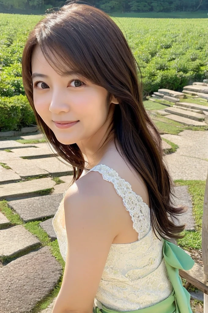((Highest quality)), ((masterpiece)), (detailed),Perfect Face,Japanese,landscape,Mature Woman,Upper Body
