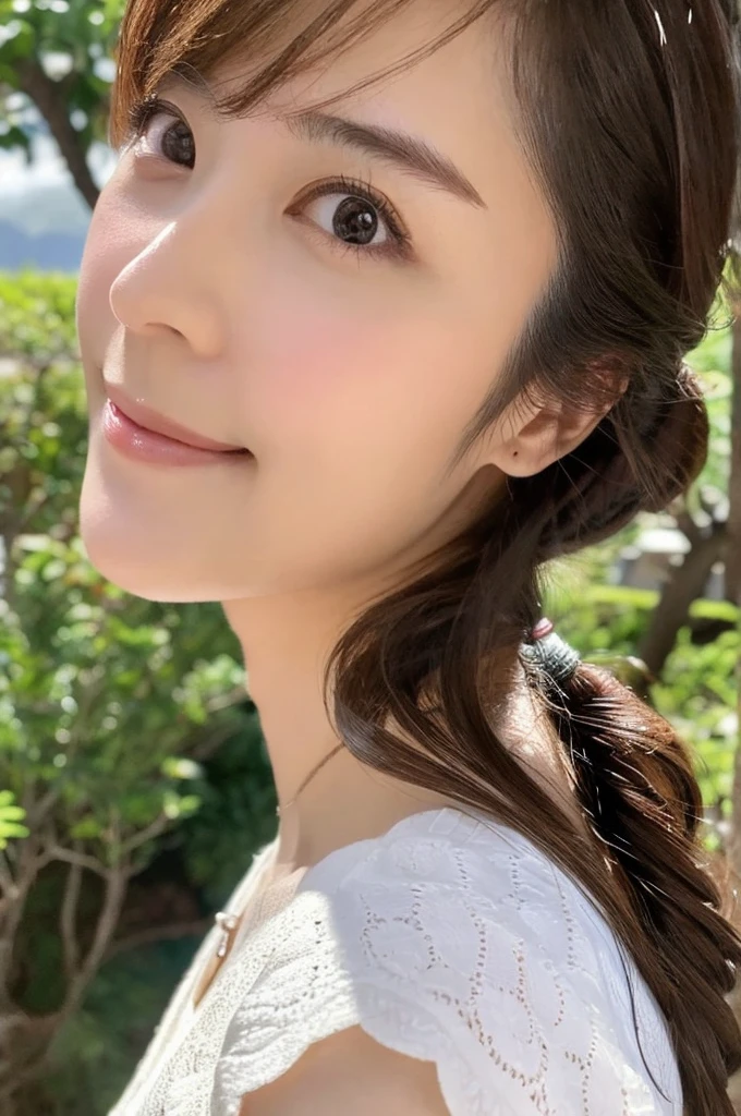 ((Highest quality)), ((masterpiece)), (detailed),Perfect Face,Japanese,landscape,Mature Woman,Upper Body