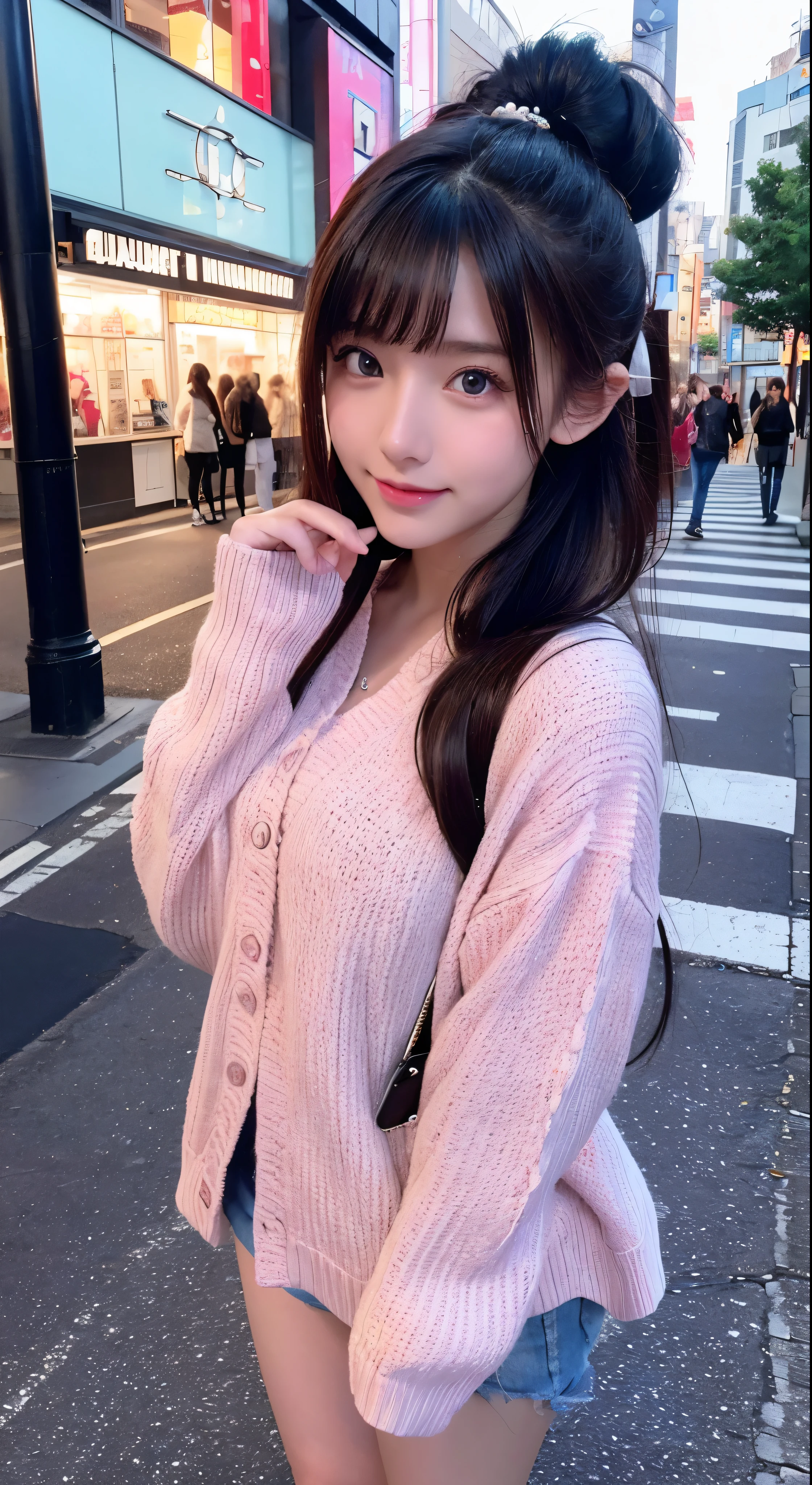 with high definition images，1girl, cute, young, skinny,Facial details (3N1DS1NCL41R:0.9), Photorealistic photography, Highly detailed images, Street Photography, Harajuku{Highest quality}, {{masterpiece}}, {High resolution}Full body high quality images
