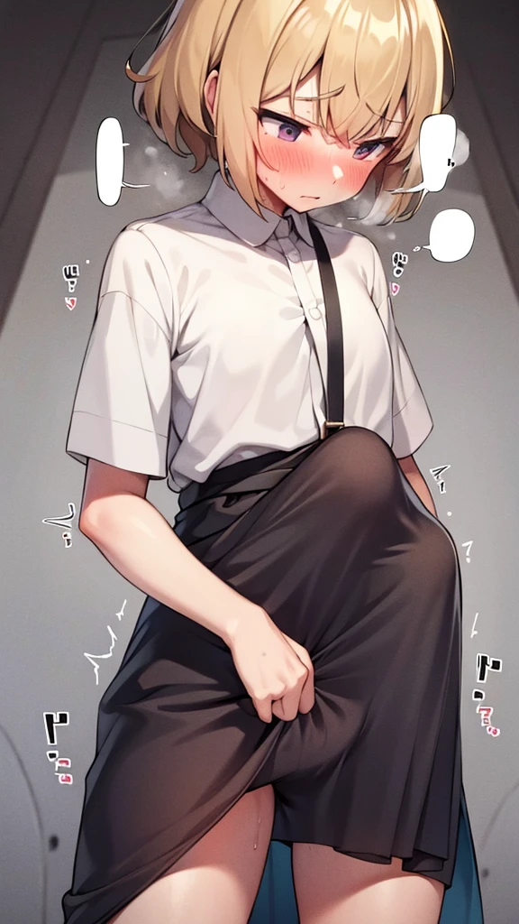 Sweat, Shortness of breath, humid, Blonde, Erection under the cloth, Are standing,