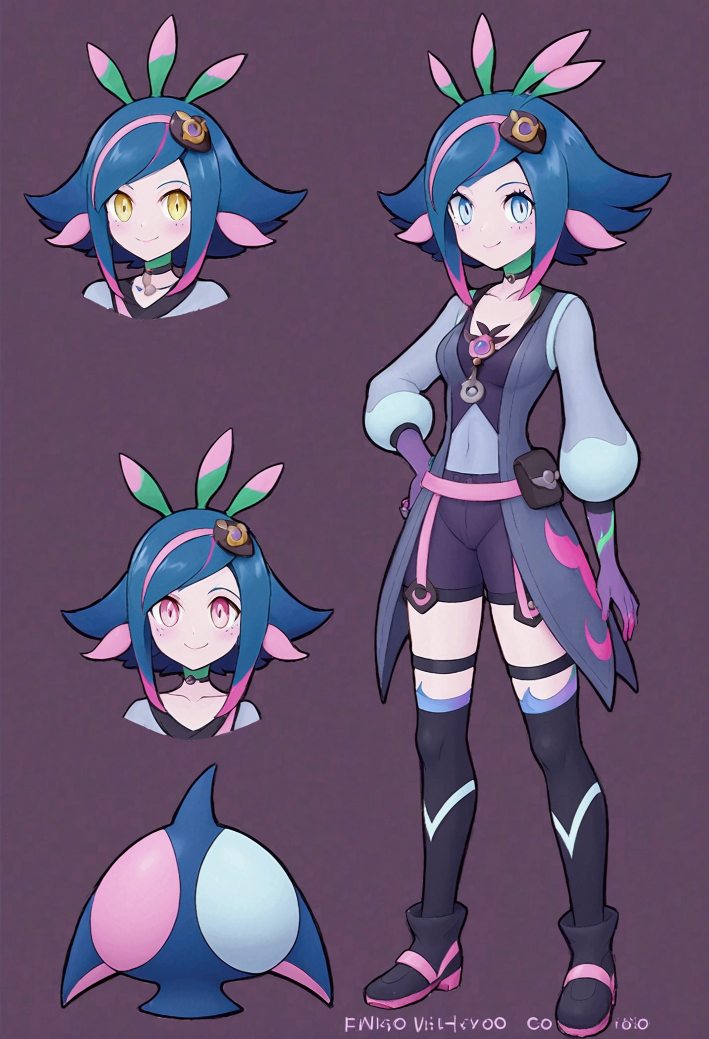 anime character design de una neeko con una mochila y una pelota, Pokémon Trainer outfit, Pokémon Trainer, pokemon anime style, Official character art, pokemon art style, ( ( character concept art ) ), anime character design, anime character art, mejor anime character design, female protagonist 👀 :8, Anime Characters Cheat Sheet, anime character art detallado, bonito anime character design pechos gigantes 