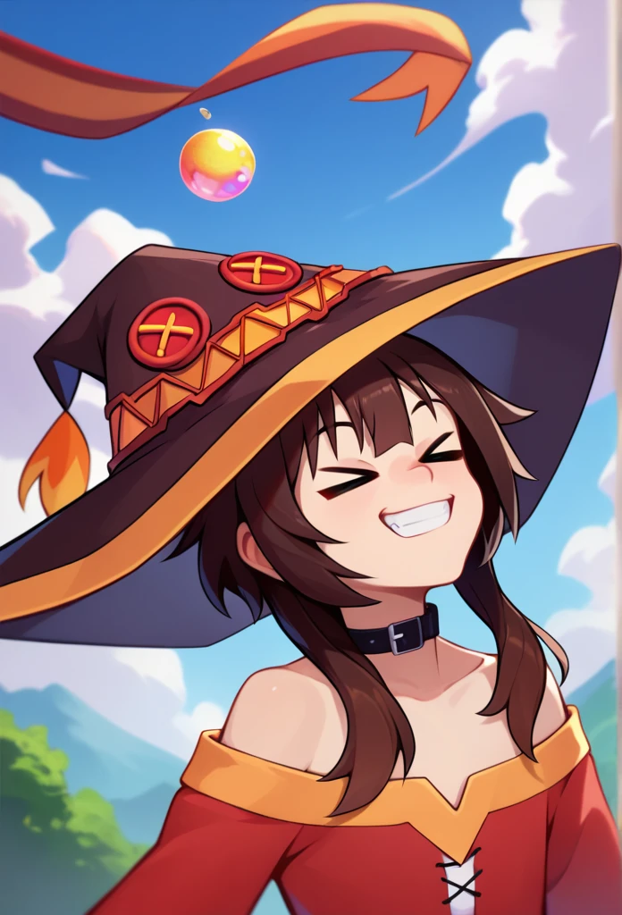 score_9, score_8_superior, score_7_superior,  Smiling with eyes closed, One girl, Megumin