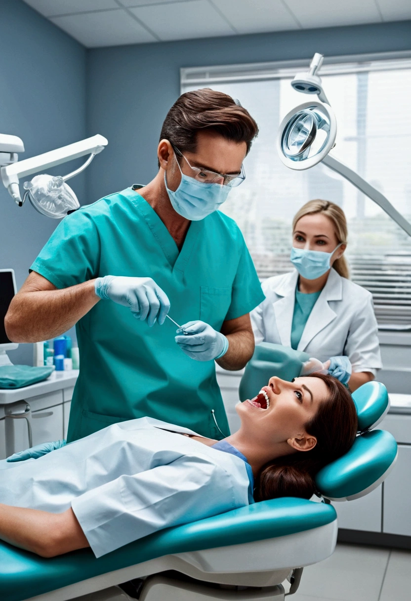 High quality detailed realistic dentist office people
