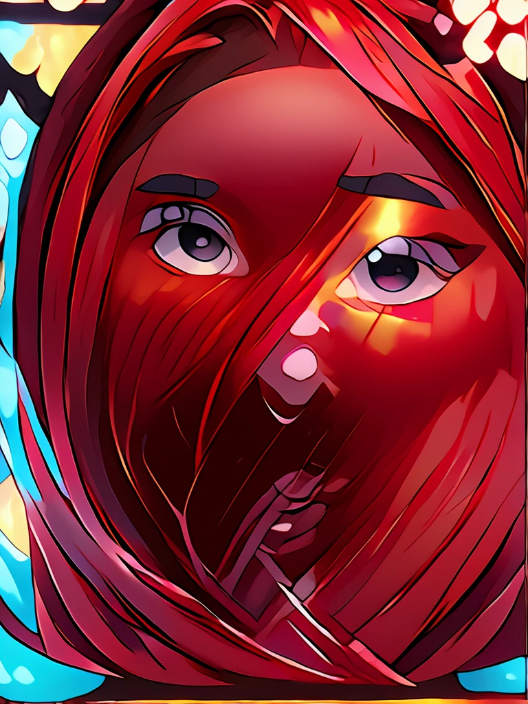 {{{anime style}}}, (((high quality, masterpiece))), chibi style, emote twitch a girl, solo, ((( long ruby red hair))), (((eyes red and gold))).