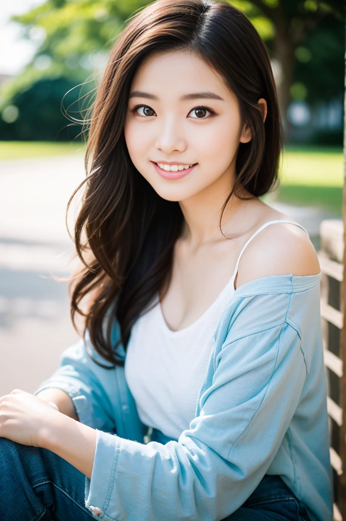 Image resolution 8K、masterpiece:1.3)、Beauty、1 female、(魅力的なBody Type:1.2)、abdomen:1.1、Dark brown hairstyle:1.1、(Body Type:1.2)、Ultra-detailed face、Attractive lips、double eyelid、Wearing a blue lace one-piece dress、Super realistic and super cute in every detail、Japanese、Japanese女性、20th generation(28 years old)、Smile with a beautiful smile、Hair blowing in the wind、color々Hair style、