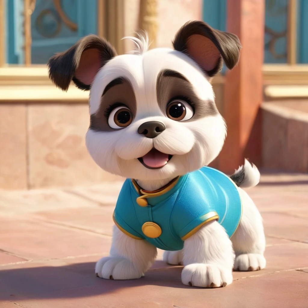 2 Adorable small black Shih Tzu puppies playing Disney background 3d cartoon 3d render disney pixar styleundefined, undefined, undefined, undefined, undefined, undefined, undefined, undefined,
