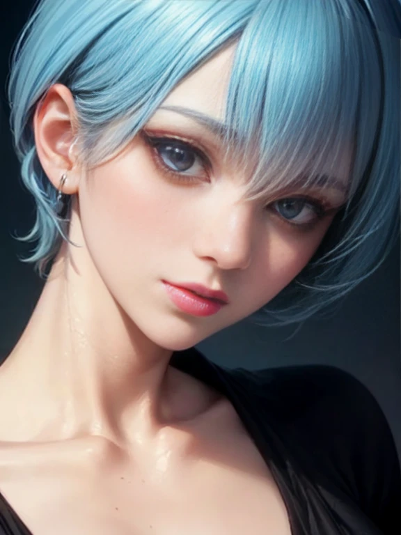 Depth of bounds written, detailed eye, ((CG illustration)), ((face focus)), ((masterpiece)), ((8K)), ((super detailed)), ((Super high quality)), ((cinematic)), ((Photoreal)), ((close up shot)), (solo), (cool girl), very long hair, straight hair, (((thin body))), Glossy skin, ((look away)), (Beautiful goth girl with high cheeks and legs), Gothic makeup, clear eyes, lipstick, dark eye shadow, ((No bra)), choker, earrings, provoke, night, ((full moon)), ((Functional)), Lonely, Visual kei, ((pastel colour)), Unwound clothes, forget, kiss, White Knight, dark, silence