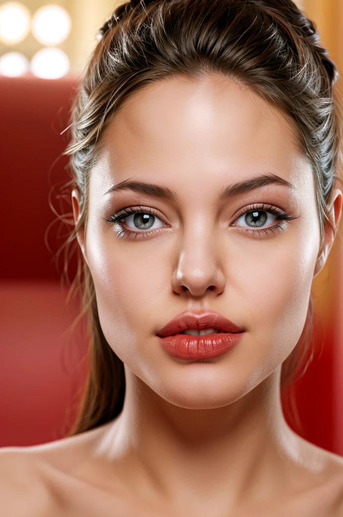 angl, Angelina Jolie, woman with detailed realistic skin, beautiful detailed eyes, beautiful detailed lips, extremely detailed face, Red lipstick, portrait, high quality, 8k, photorealistic, cinematic lighting, dramatic lighting, showy, powerful, intensive, memorable, brave, Irreconcilable, perfect eyes, detailed skin, skin blemish