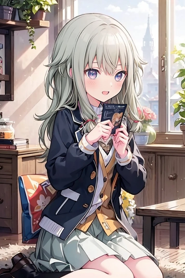 (8k, 最high quality)、Ultra-high resolution、Adorable、最high quality, beautiful, Absurd beauty、masterpiece、Best image quality、(Front facing)、good feeling、Face the camera、Smile、smile、Small face、Adorable満面のsmile, 最high quality、female、Looks 20 years old、1 person、masterpiece, Most detailed、、blazer、skirt、 high quality、Shiny Hair、非常に細かくてbeautiful明るい目、Medium chest、nose blush、非常に精細でクリアでbeautiful顔, Awards, (Anatomically correct)、The whole body is visible、Focus on the face
