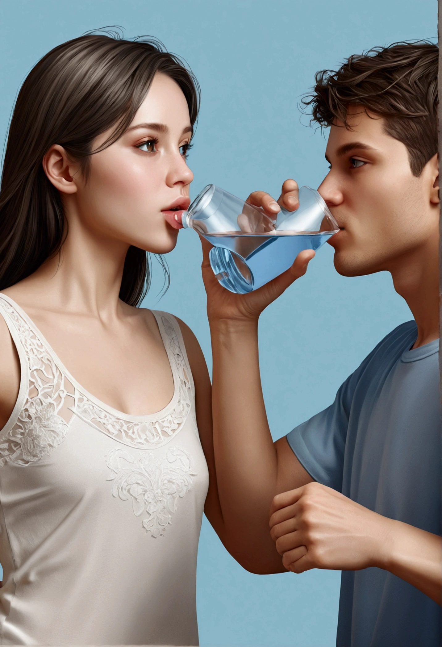 Detailed and high quality realistic people drinking water