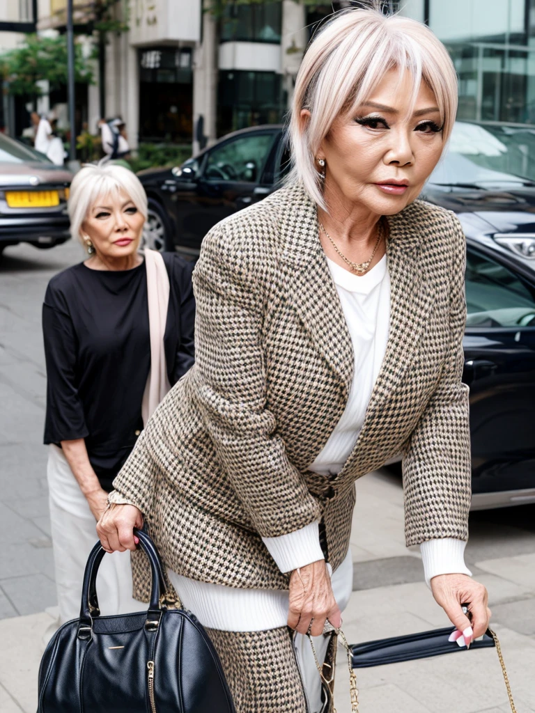 Mature old woman aged 55 who looks like Victoria Beckham gyaru style