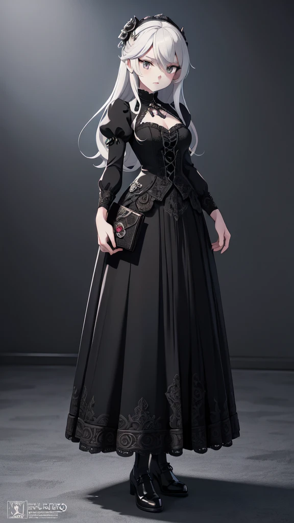 a drawing of a woman in a dress with flowers on it, in dress, intricate ornate anime cgi style, intricate manga drawing, very detailed and rich clothing, victorian gothic lolita fashion, grayscale phtoto with red dress, monochrome artwork!!, wearing an ornate outfit, black and white manga style, gothic maiden anime girl, ornate attire, ornate clothing