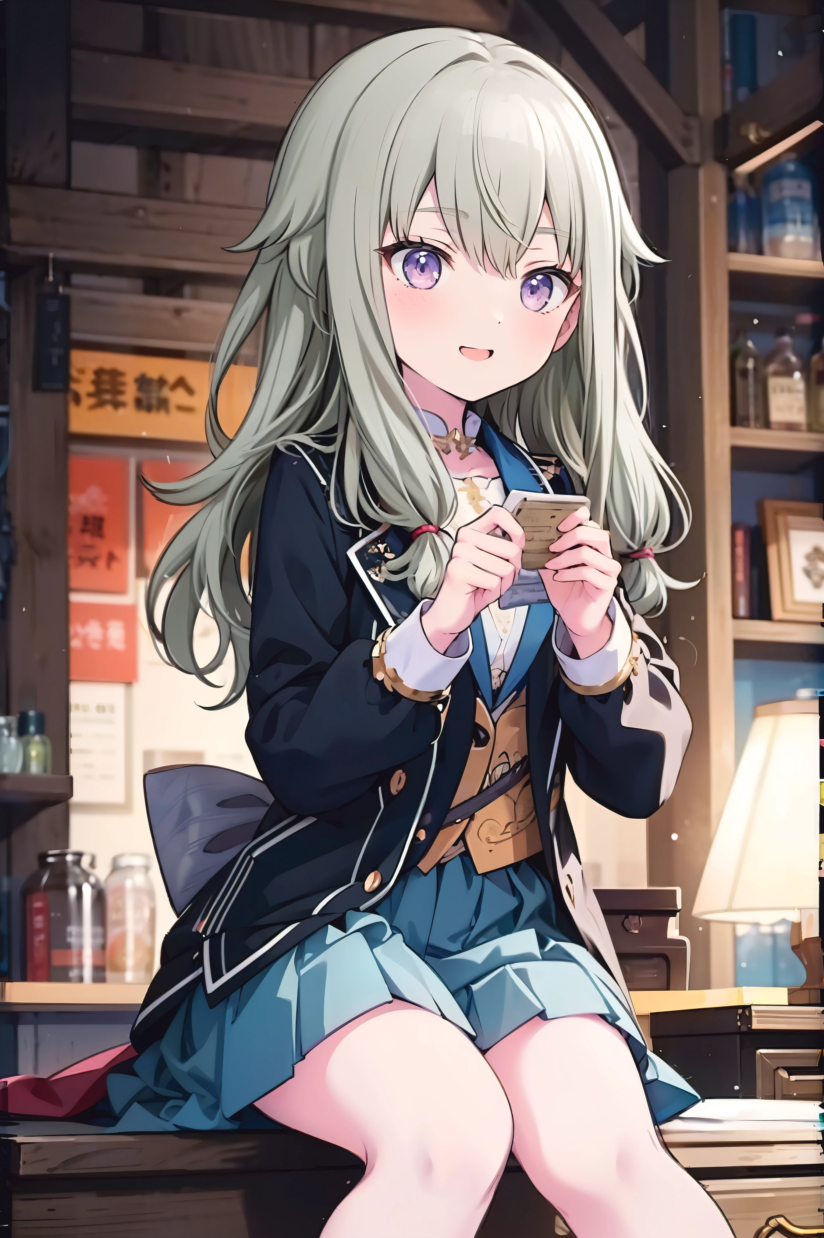 (8k, 最high quality)、Ultra-high resolution、adorable、最high quality, beautiful, Absurd beauty、masterpiece、Best image quality、(Front facing)、good feeling、Face the camera、Smile、smile、Small face、adorable満面のsmile, 最high quality、female、Looks 20 years old、1 person、masterpiece, Most detailed、、blazer、skirt、 high quality、Shiny Hair、Very fine and beautiful bright eyeedium chest、nose blush、Very detailed, clear and beautiful face, Awards, (Anatomically correct)、The whole body is visible、Focus on the face