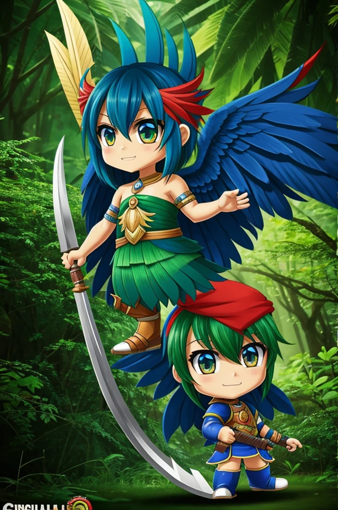 Chibi quetzal warrior without armor