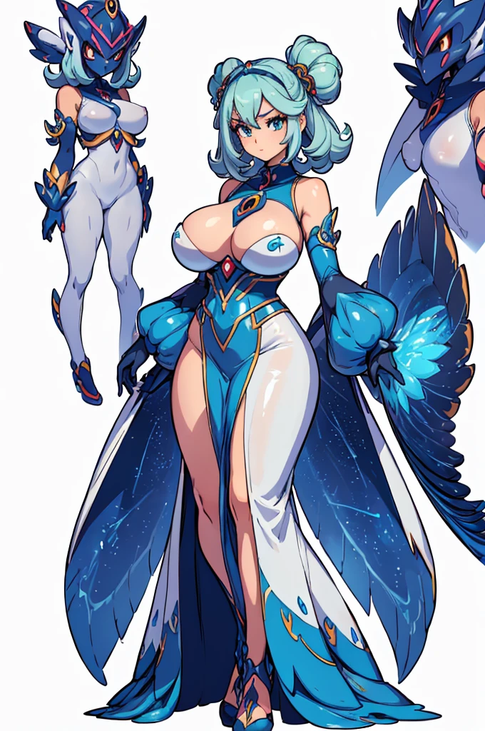 (masterpiece, best quality, high resolution, (pokemon style) ((huge breasts))1 girl an ethereal-looking sentai monster made of shiny light with an elongated, faceless, extraterrestrial-looking body ((white background,)), ((standing full body)),
