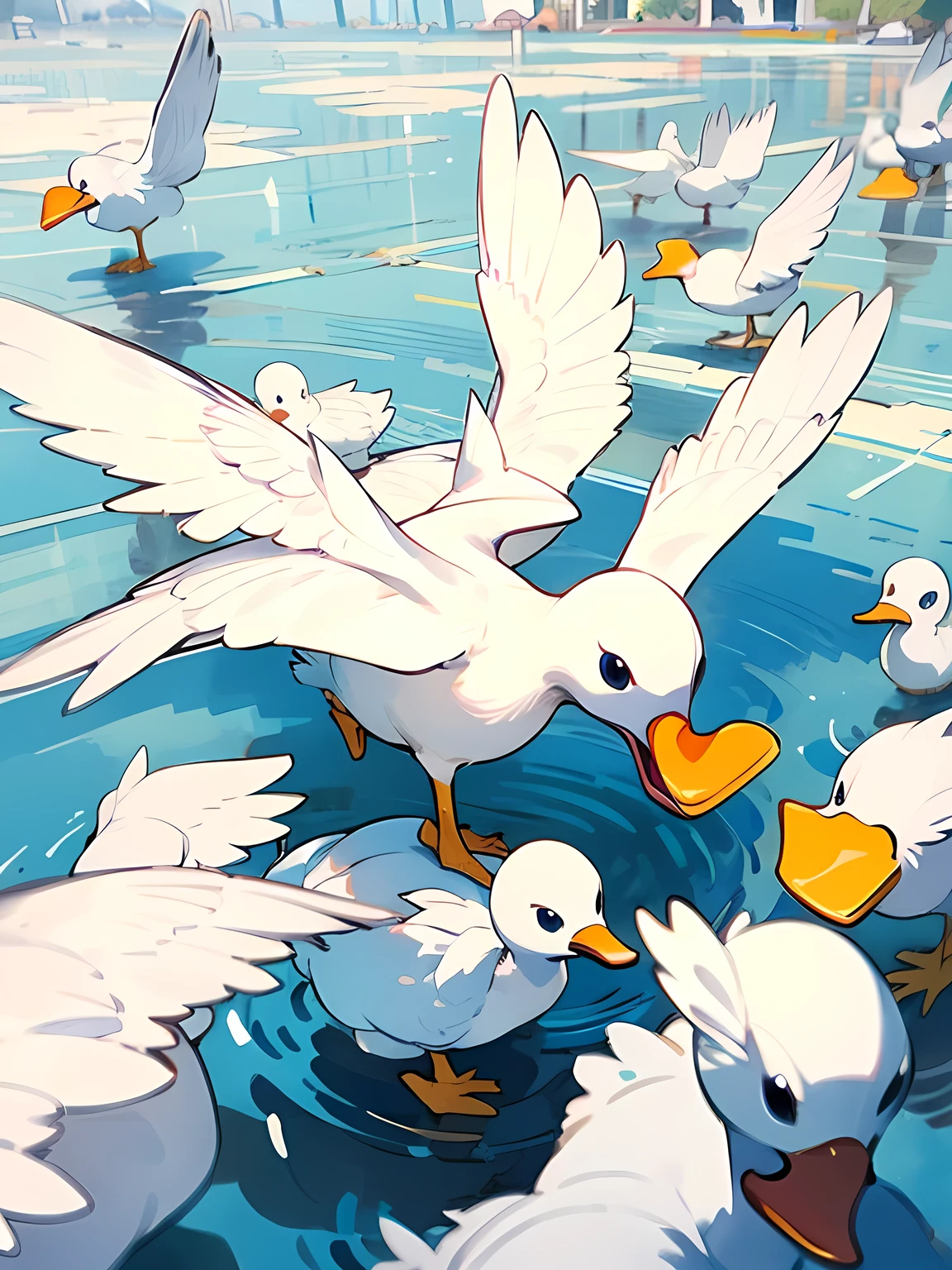 white duck(bird), no humans,