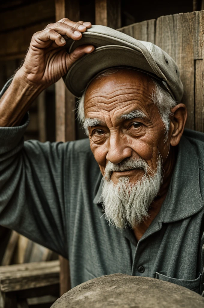A old man who sold the cap on village by village