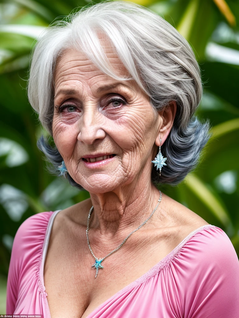 Mature old woman aged 55 who looks like Frozen bimbo style in the West Indies