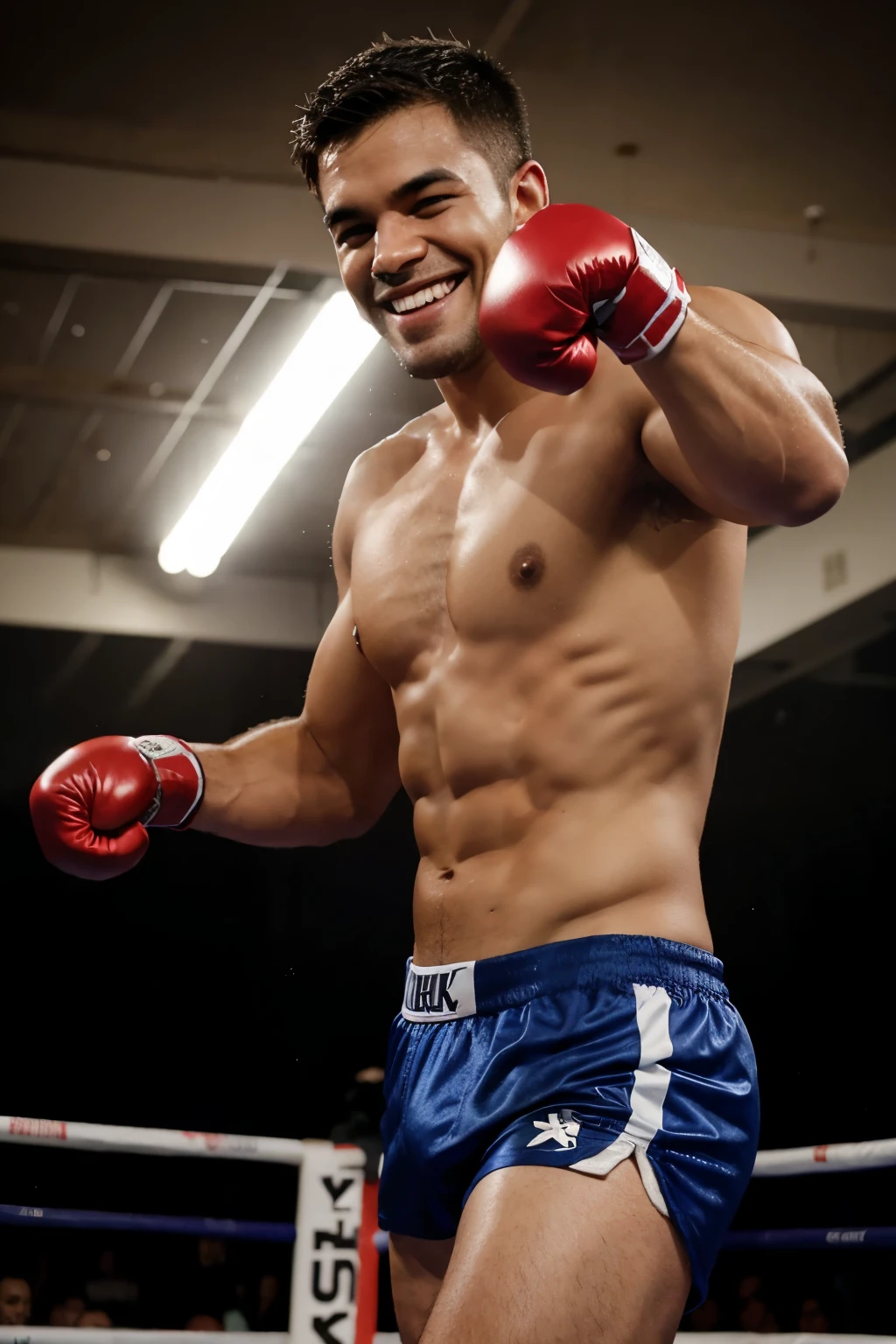 Boxers smiling and fist pumping each other