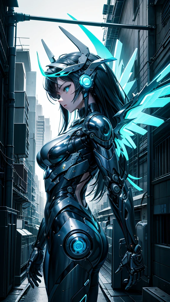 1 mature beautiful woman,(Highest quality,Extremely detailed depiction,Incredibly absurd high resolution,Anatomically accurate depiction,Curvy Legs),(Glowing Skin,Shiny skin,Oilskin),(Mechanical Wingsで空を飛んでいる),(Futuristic body suit:1.3,Futuristic exoskeleton,Mechanical Wings,Mechanical thrusters),eyelash,(Luminous purple eyes,There is cleavage in the chest,Bewitching Smile,Glossy lipstick,Sweat),whole body,My hair is blowing in the wind,A strong wind is blowing,(background:In town),(From below:1.5)
